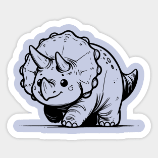 Dinosaur Walking Towards Us, Cute Happy Triceratops Sticker